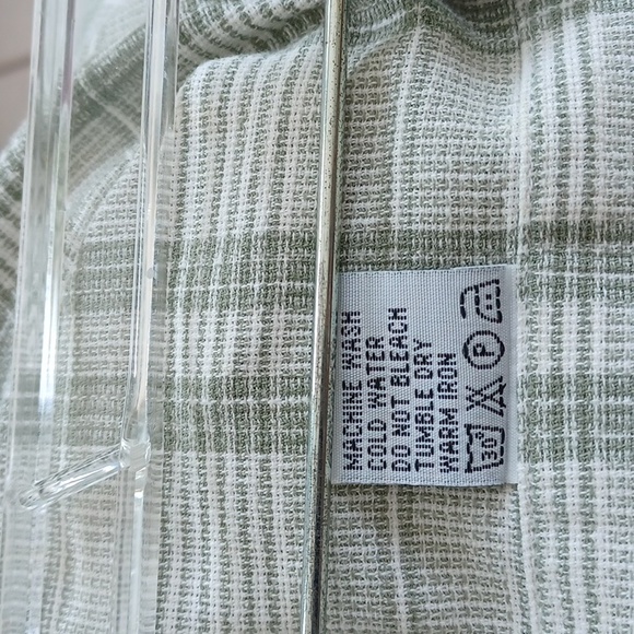 Custom Nobel House Men's Green/Grey/White Plaid Long Sleeve Cotton Shirt, XL - Picture 10 of 11